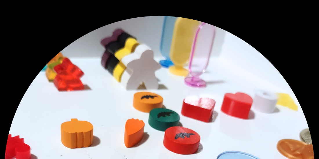 Game pieces across board